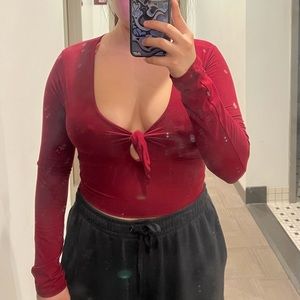 Maroon Keyhole Long Sleeve